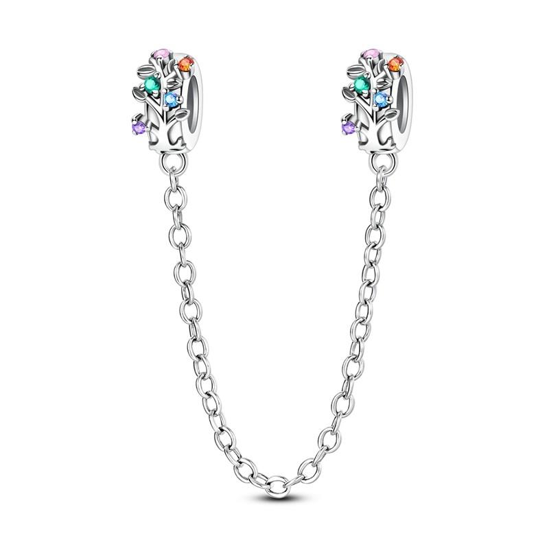 Copper Sun And Moon Plum Blossom Safety Chain Piece Bead Charms For 3Mm Original Bracelets Diy Jewelry Birthday Crafting