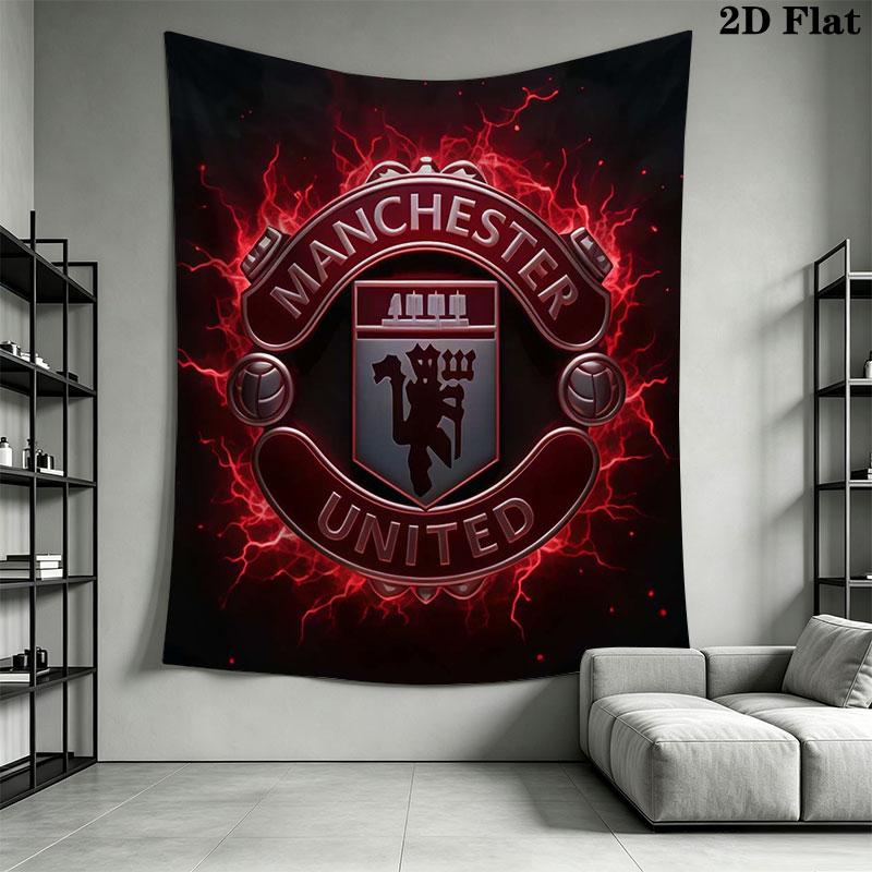 Man Utd Wall Hanging Printed Fabric Blanket Decorative Tapestries for Bedroom Living Room Home Decor