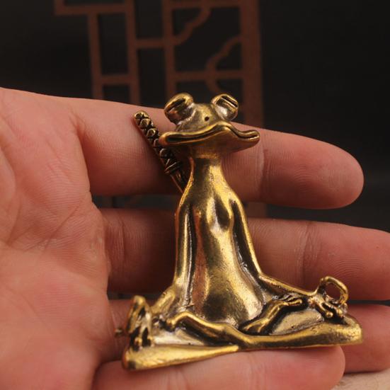 Zen Frog Incense Burner Ornament Retro Copper Animal Sculpture Meditation Statue Incense Holder Desk Decoration