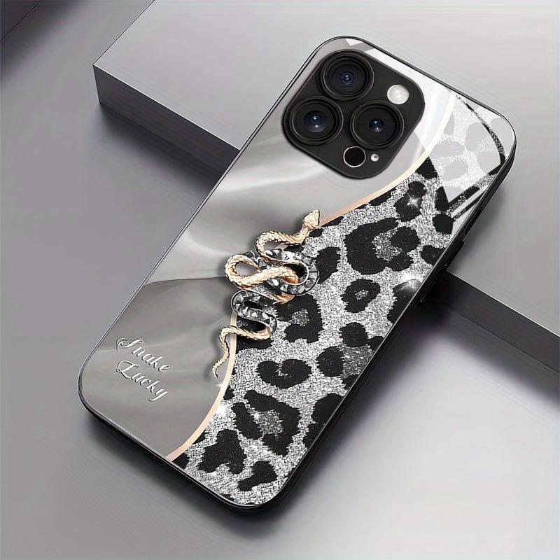 Purple Gray Pink Green  Trendy Snake Pattern Pattern Glass Phone Case for Iphone 17 16 15Promax 14 13  12 11