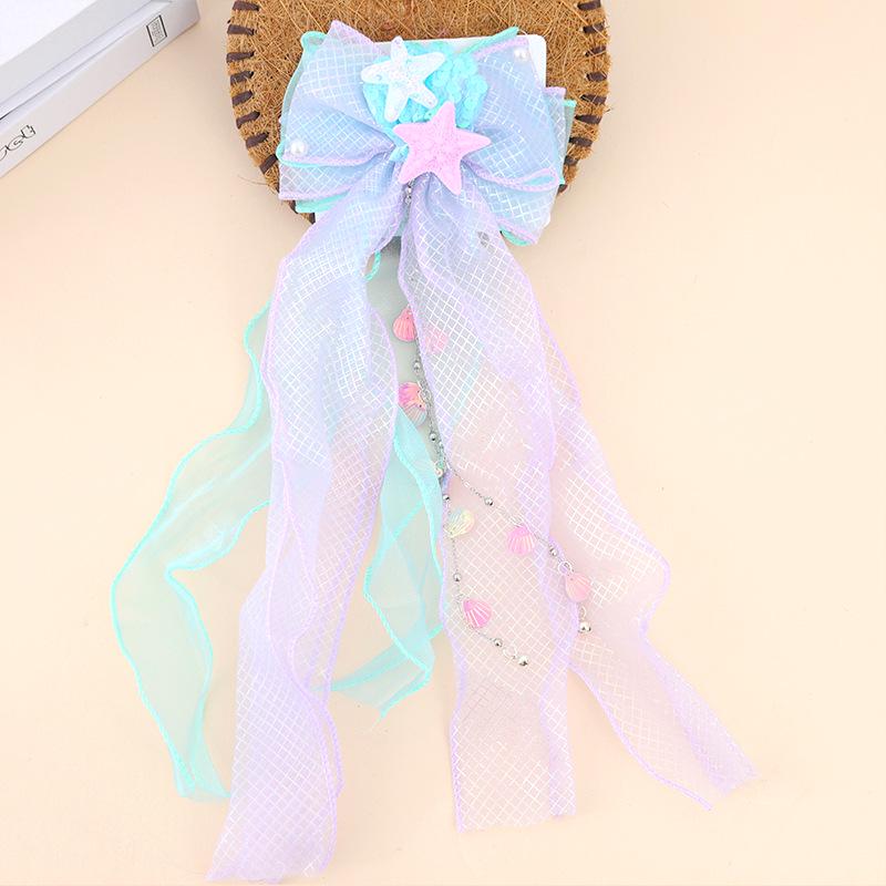 Princess Mermaid Bow Hair Clip for Girls – Children's High Forehead Chain Hair Accessory