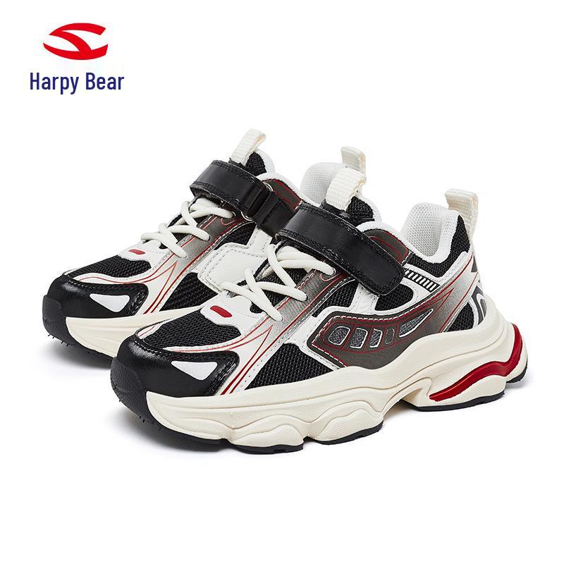 HOBIBEAR Boys  Double Mesh Breathable Sports Shoes - Trendy and Versatile for Medium/Large Kids 29 чёрный/белый