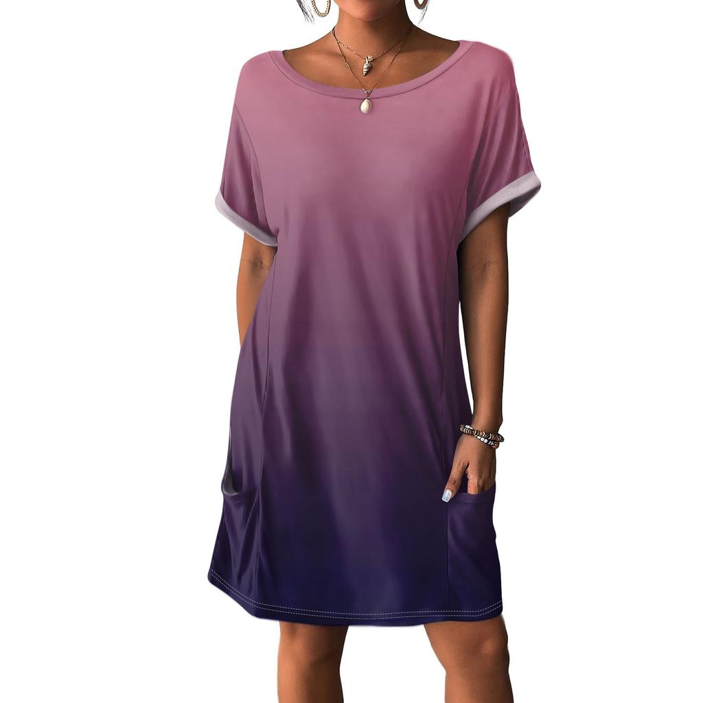Women's Dresses T-Shirt Dresses With Pockets Solid Color Casual Beach Dresses
