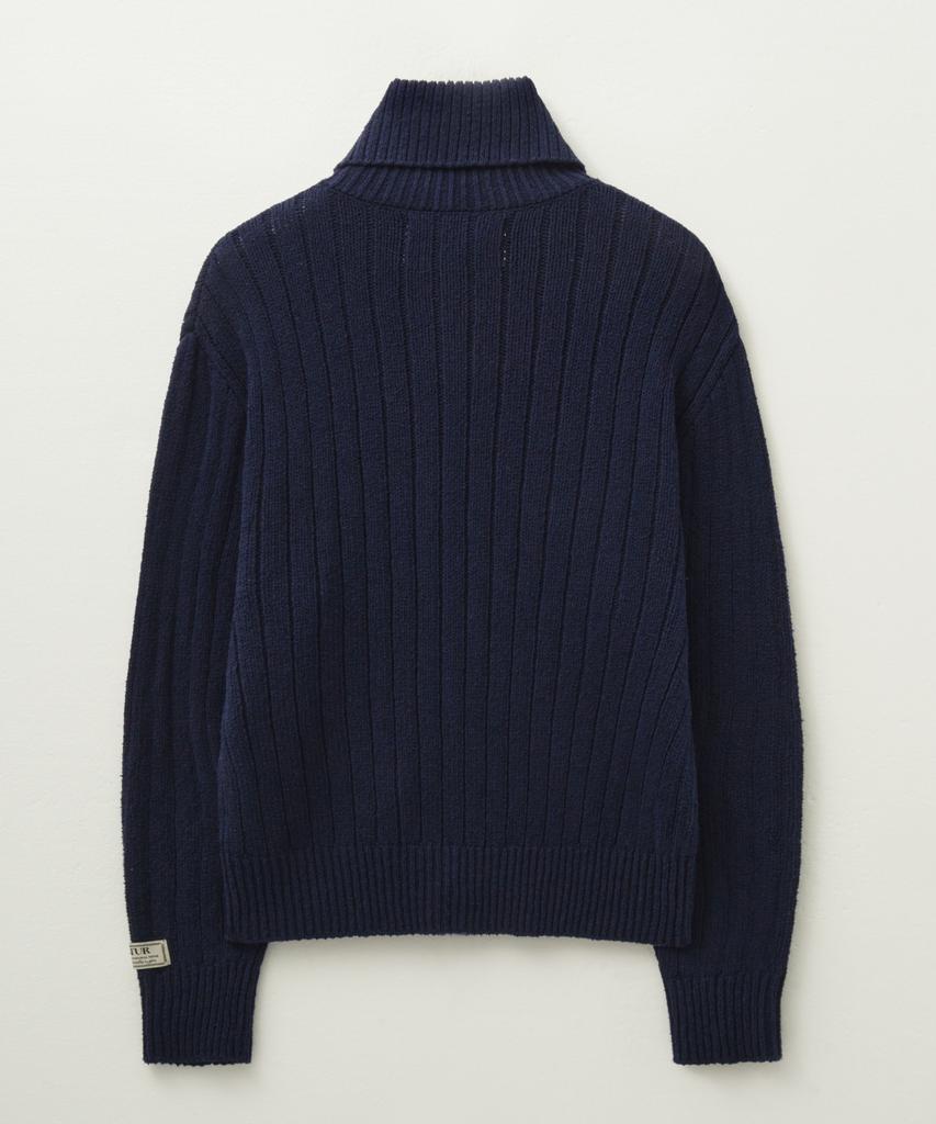 Satur Faro Boucle Knit Zip-Up Navy