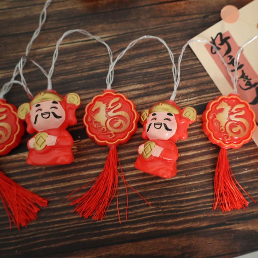 Waterproof Red Lantern Decoration Chinese Style Wealth God Lantern String  Christmas Tree