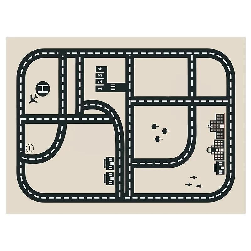 Cartoon Verkehrsteppich – Frühes Lernen Krabbelmatte für Kinder | Schmutzabweisend Verschleißfest Rutschfeste Fußmatte Leicht zu Reinigen