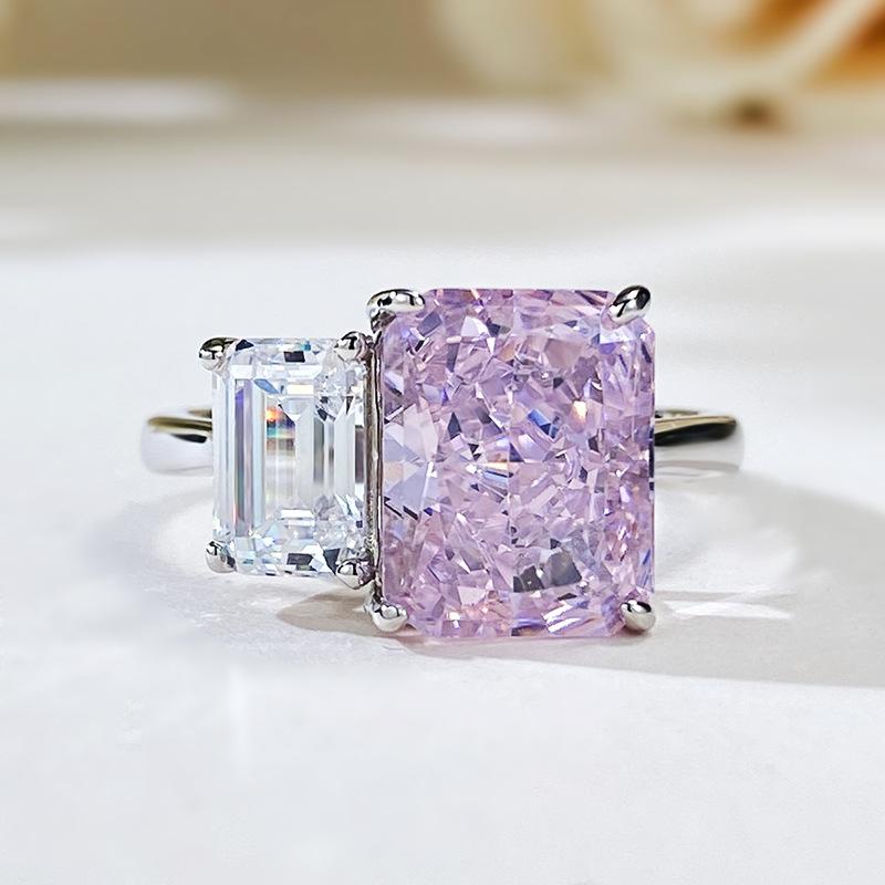 

Кільце Longlongjin 2023 з висококарбоновим діамантом 8x10, жіноче срібло 925 проби, європейський та американський модний дизайн Size 7