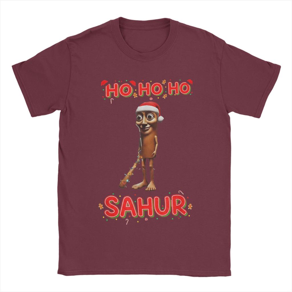 Men T-Shirts Christmas Italian BRAINROT HO HO HO Creative Pure Cotton Tee Shirt Short Sleeve  T Shirts O Neck Clothes Plus Size
