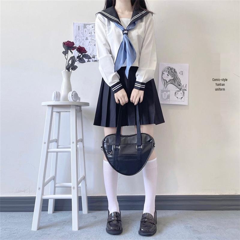 Originální JK Campus Kreslená Uniforma: Bílý námořnický oblek ve stylu vysokoškoláka druhého ročníku pro ženy
