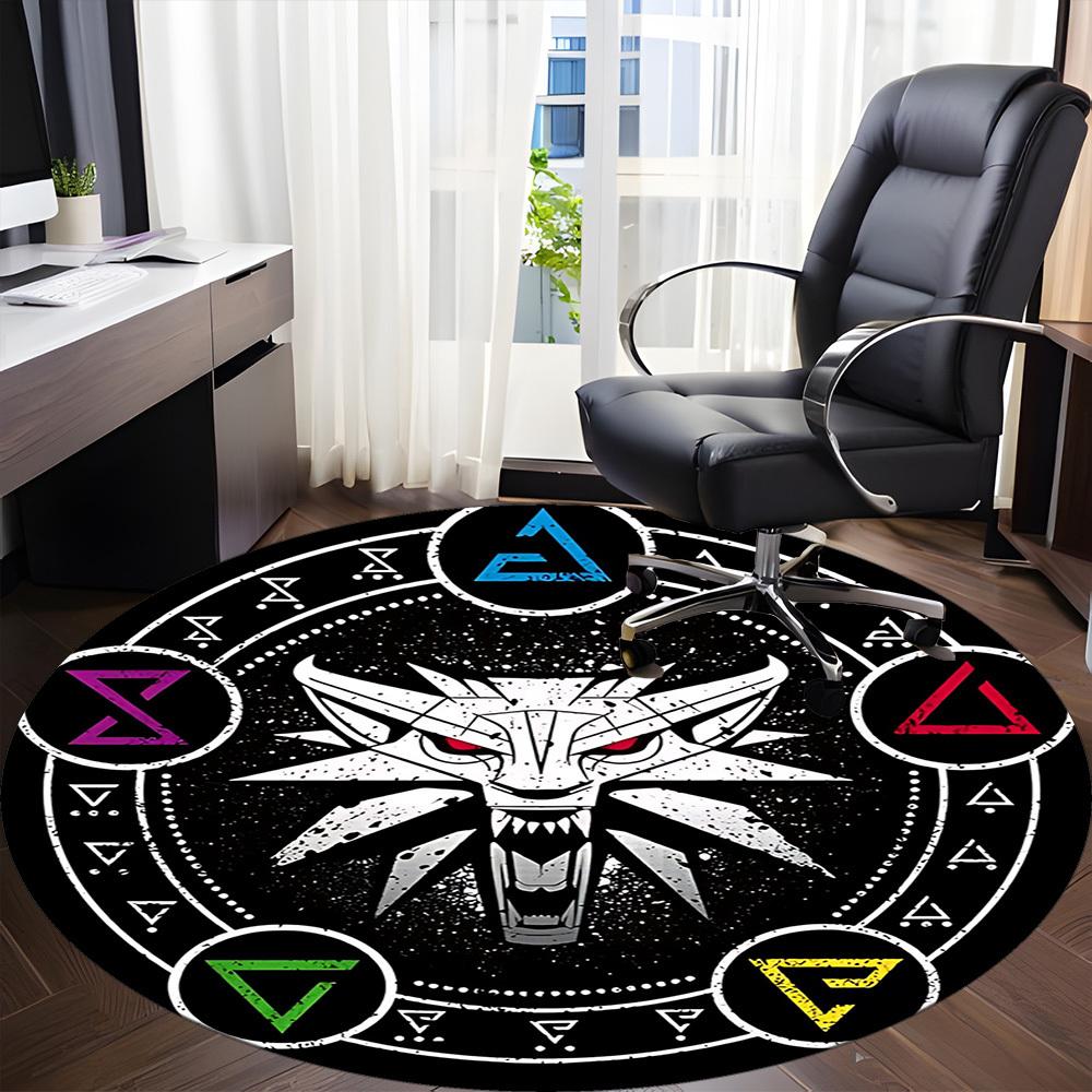 1pc Witcher Symbo Carpet, Round Non-Slip Durable Large Size Office Carpet, Suitable for Office, Beautiful Decoration