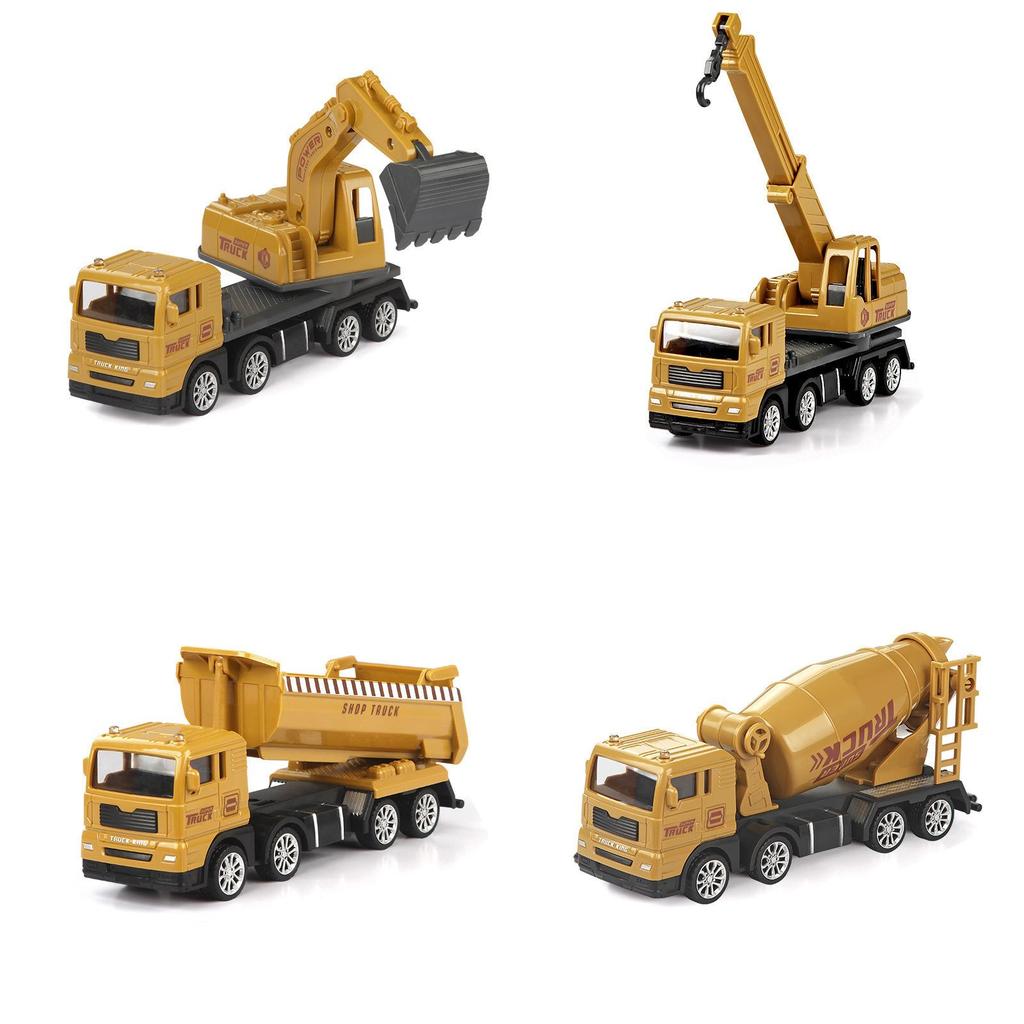 Large Engineering Vehicle Toy Set Combination Series Children Excavator Bulldozer Mixer Crane Boy Car