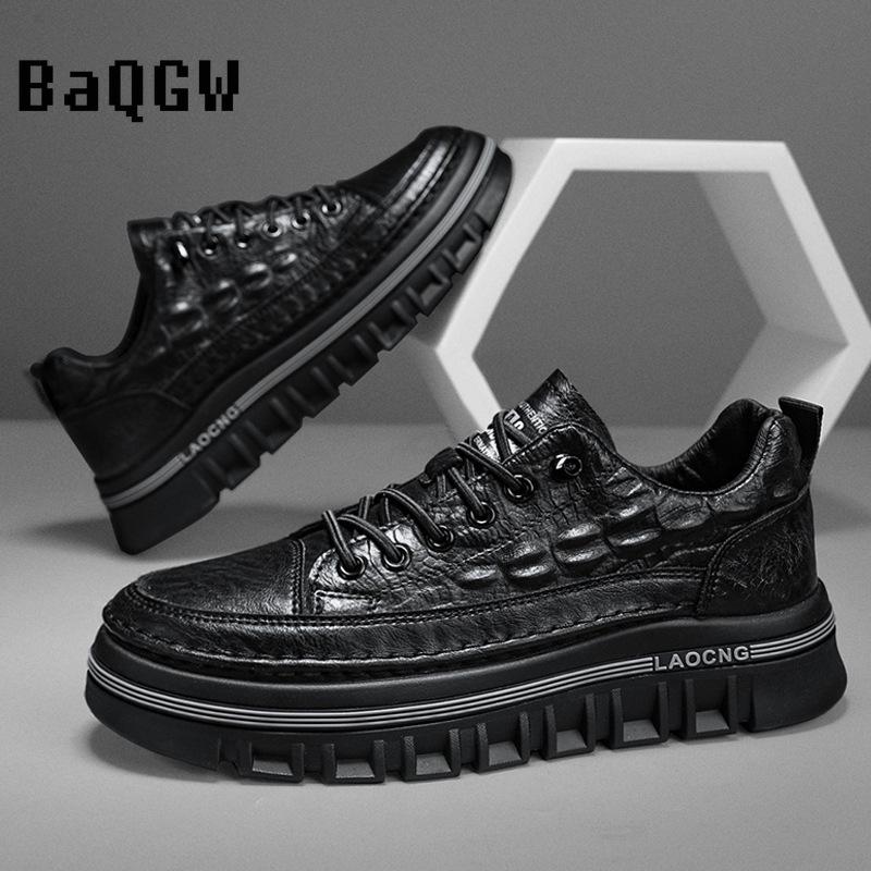 Fashion Designer Luxury Fashion Mens Leather Casual Shoes Sport Business Retro Men's Skate Shoes Outdoor Comfortable Non-slip Lace-up