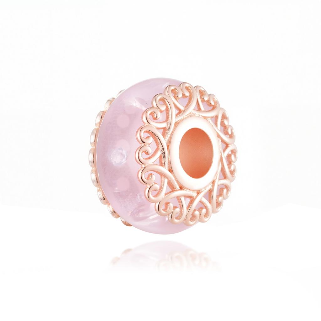 New Rose Gold Color Charm For Women Shiny Cubic Zirconia Beads Heart Star Sun Diy Fit Original Silver 925 Bracelets Jewelry Gift