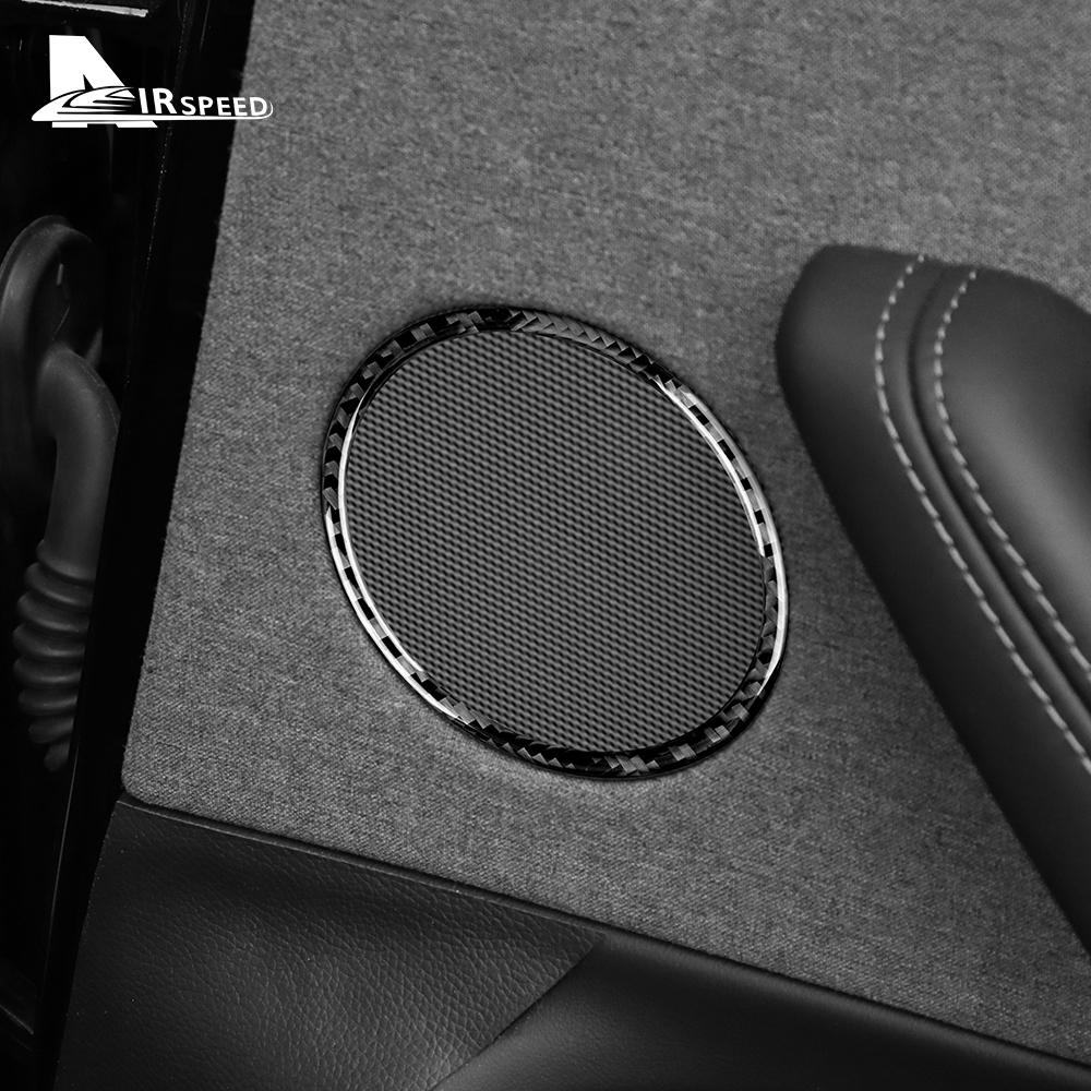 Real Soft Carbon Fiber Rear Door Audio Ring Trim Sticker For Tesla Model 3 Highland 2025 2025 Car Interior Accessories