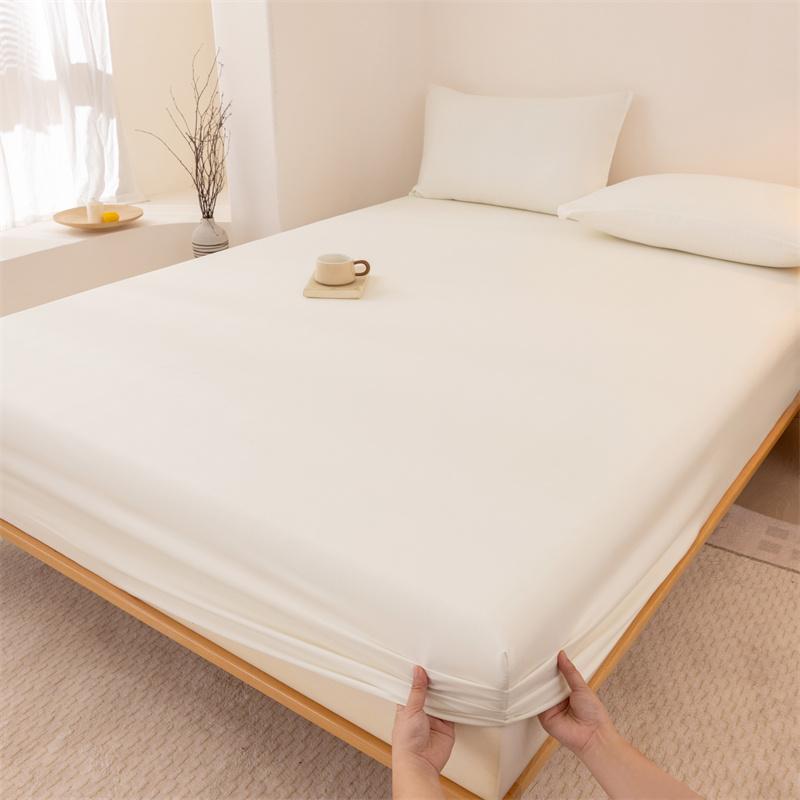 

1pc Washed Cotton Bed Sheets on Elastic Single/Queen/King Solid Color Mattress Protector Skin-Friendly Plain sabanas 150x190 90x200x25cm1pc