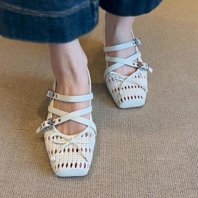 Damen Ballett Tanzschuhe Schleife Designer Absatzschuhe Mode Kleid Frau Sandalen 2025 Sommer Neue Marke Elegant Sandalias De Mujer