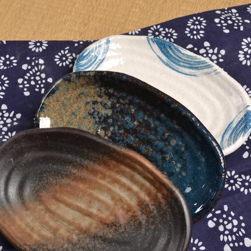 Oval Sushi Dish Japanese Ceramic Bone Plate Dinner Dishes Snack Ceramic Dinner Plates Dish Set Serving Dish Restaurant Supplies