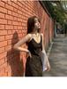 2026 Spring/Summer V-Neck Leopard Print Off-Shoulder Spaghetti Strap Mid-Length Slimming Dress