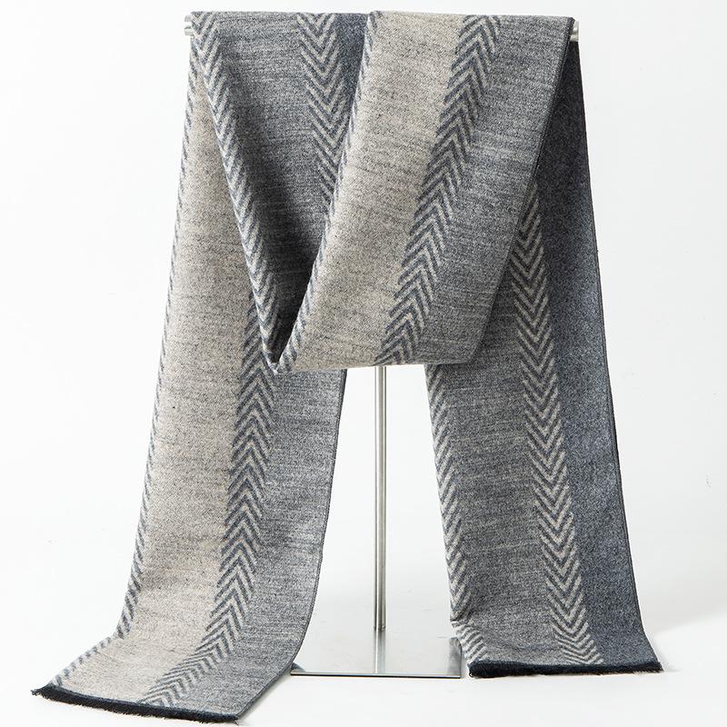 2024 Men's Brushed Imitation Cashmere Scarf - British Style, Business Casual, Autumn/Winter Accessory