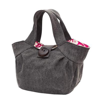 Geantă tote din pânză, cerneală Bincho, vopsită în culoarea cărbunelui, plisată, fabricată în Japonia Bincho, culoarea cărbunelui [creareki], geantă tote pentru femei_L (Căptușeală vopsită Sumi/roz)