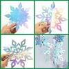 15pcs 3D Large Iridescent Paper Snowflakes Winter Ornament - Snowflakes in 3 Sizes Hanging Ornaments for Winter Wonderland Decorations Frozen