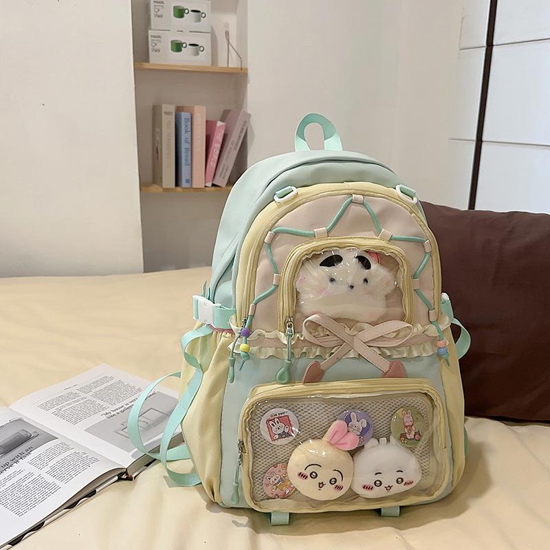 Wasserabweisender, verschleißfester Nylon-Rucksack im koreanischen Stil für High-School-Mädchen