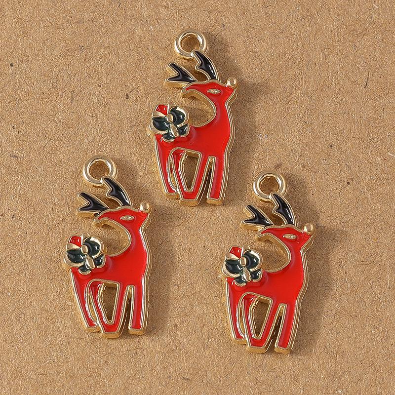 10pcs Enamel Christmas Tree Snowman Pendant Charms for Jewelry Making Christmas Earrings Necklaces DIY Accessories Supplies