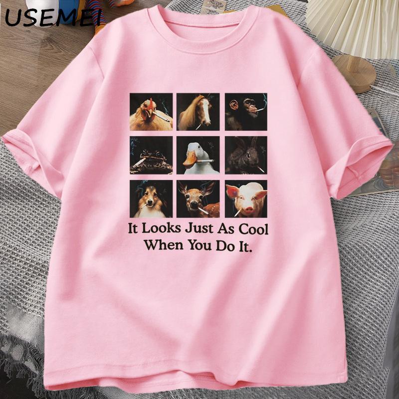 Es sieht genauso cool aus, wenn du es tust T-Shirt Unisex Damen Baumwolle Kurzarm Lustiges Meme T-Shirt Unisex Lässig Rundhals T-Shirts