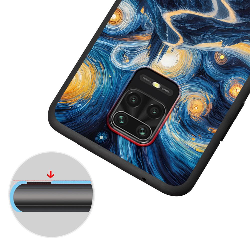 Van Gogh Starry Night Oil Painting Case for Xiaomi Redmi 10A 10C 9C 12C 9A 9i 10 12 9 Prime 9T K40 Pro Black Soft Phone Cover