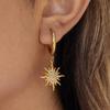 Uworld Personalized Designer 18K Gold Color Plated Stainless Steel White Rhinestone Sun Pendant Earrings Women's Jewelry Party G