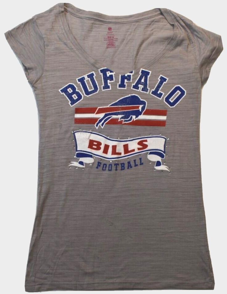 

NFL Teens Apparel Juniors Buffalo Bills Football Studded Burnout Shirt New L