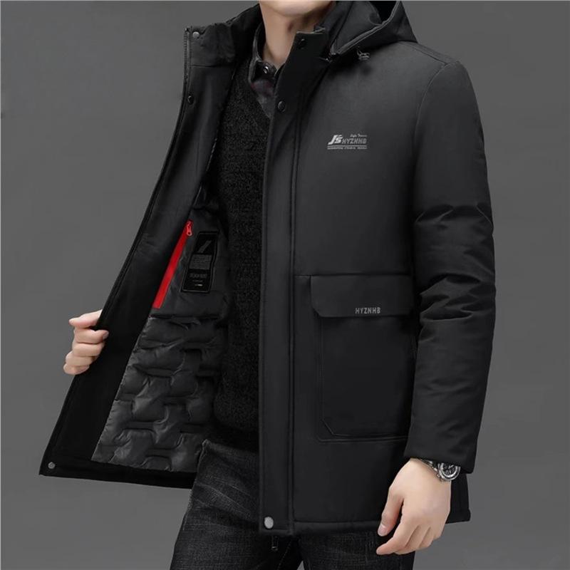 2025 Autumn/Winter Men's Thick Warm Mid-Length Cotton-Padded Jacket