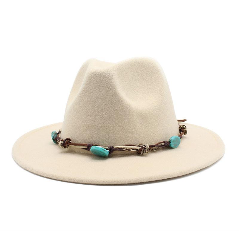 Emerald Western Region Style Top Hat Resin Accessories Jazz Hat Woolen Felt Hat