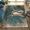 3D Shark Theme Printed Carpet Edgy Nautical Horror Statement Rug for Living Rooms Bedrooms, Office Areas, Durable Washable Mats