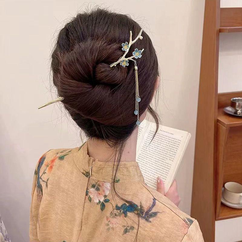Vlásenky v čínském stylu Moderní Plum Blossom Vlásenka Dámská Vlásenka Dívčí Vlasové doplňky Pokrývky hlavy