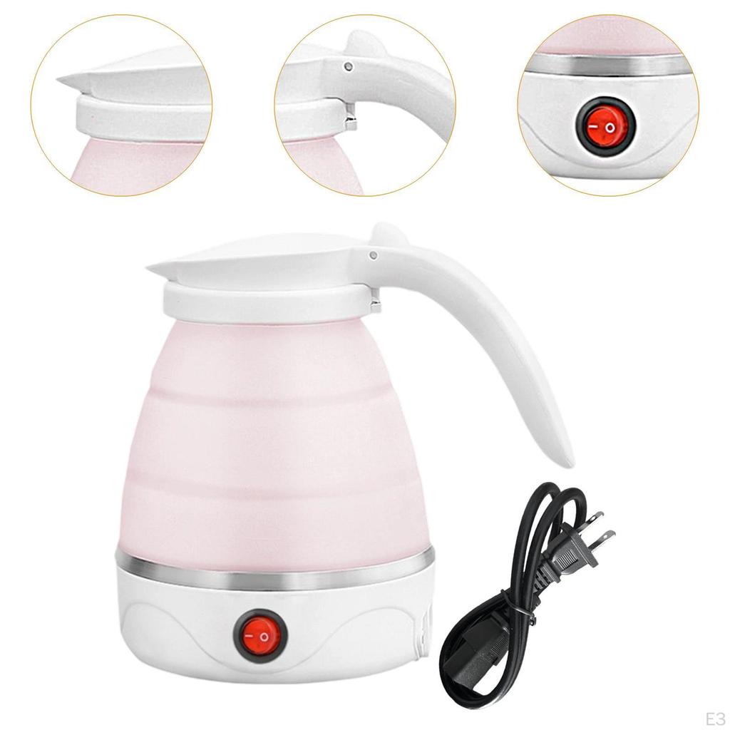Folding Electric Kettle Foldable 1.2L Lightweight Compact Silicone with Separable Power Cord Small