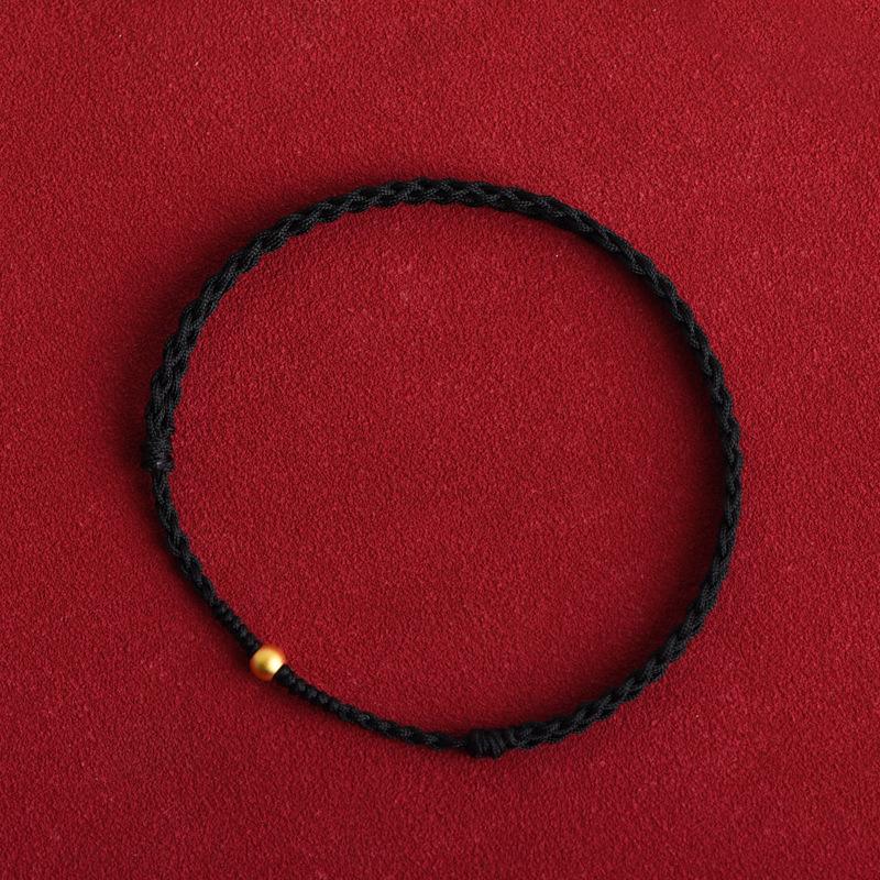 Shuibei 999 Fine Gold Zodiac Red String Luck Bracelet with Gold Beads Single Gold Bead Bracelet