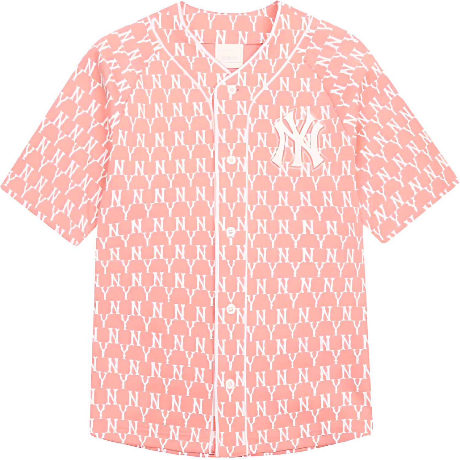 MLB Color Block Einreiher V-Ausschnitt Kurzarmhemd Damenhemden Orange 31BSU1111-50P L white