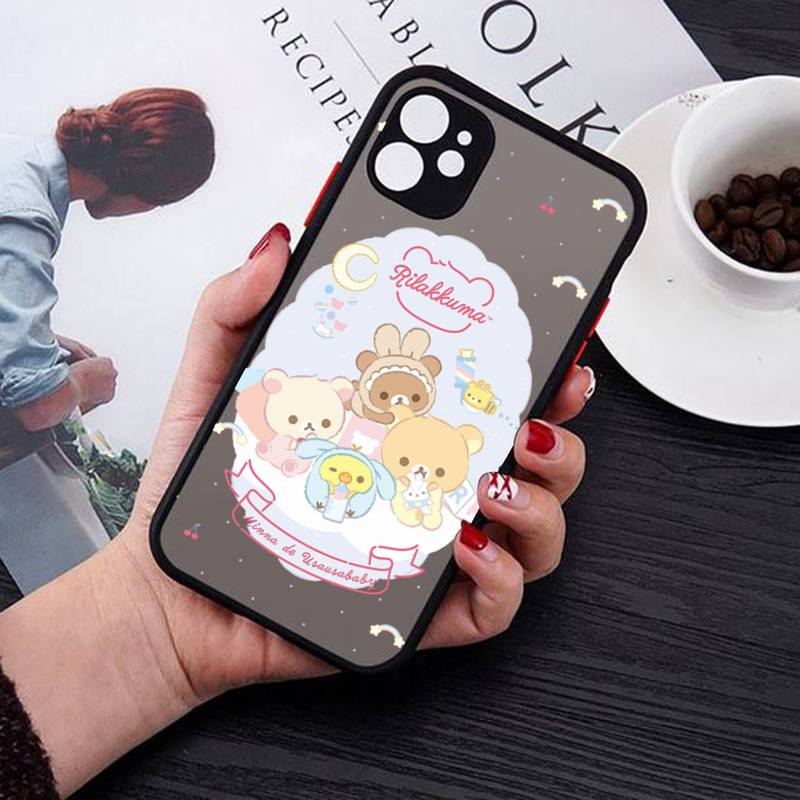 Rilakkuma Phone Case for iPhone X XR XS 7 8 Plus 11 12 13 Pro MAX 13mini Translucent Matte Case