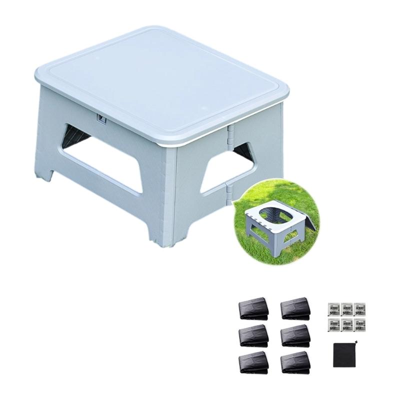 Foldable Outdoor Toilet For Adults Camping Travel Antislip Seat Sealed Structure Leak Proof Disposable Bags Included