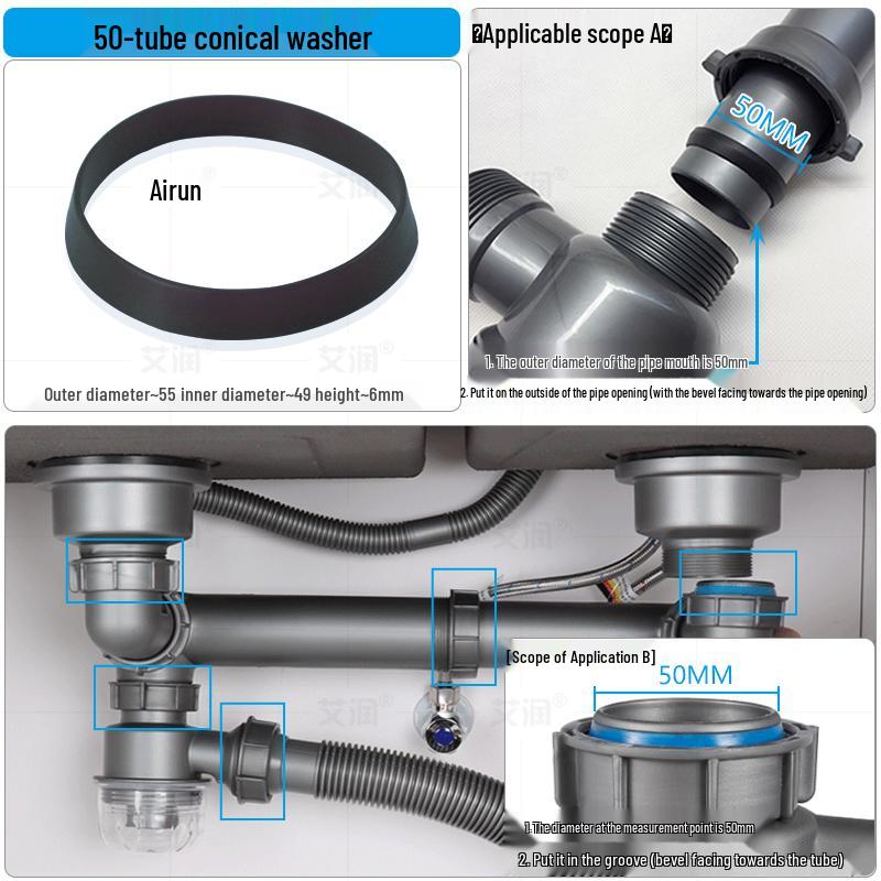 Gumový těsnicí kroužek pro kuchyňský dřez pro těsnění odpadní trubky