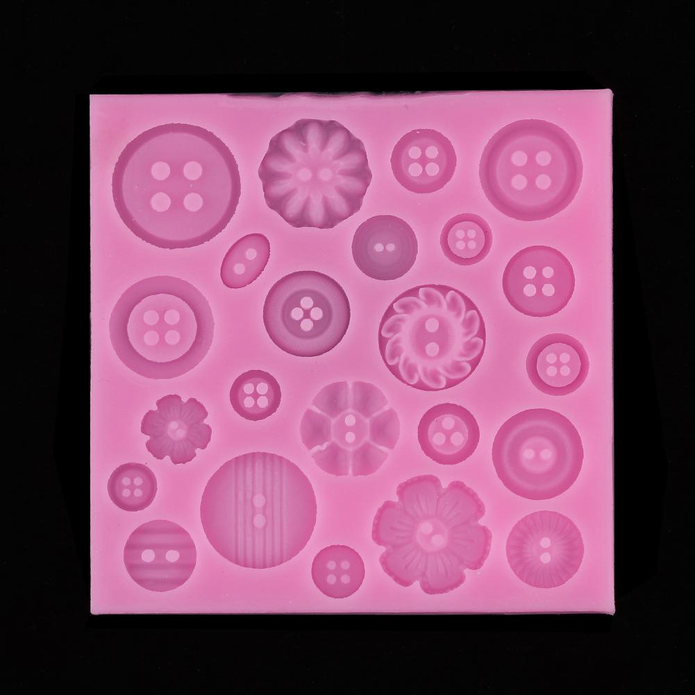 Button Combination Fondant Silicone Mold Balloon Chocolate DIY Baking Cake Decorative Mold Button pink#0