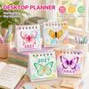 Butterfly Pattern Flip Calendar Portable Desktop Planner 2027 Desk Calendar  Daily Planning