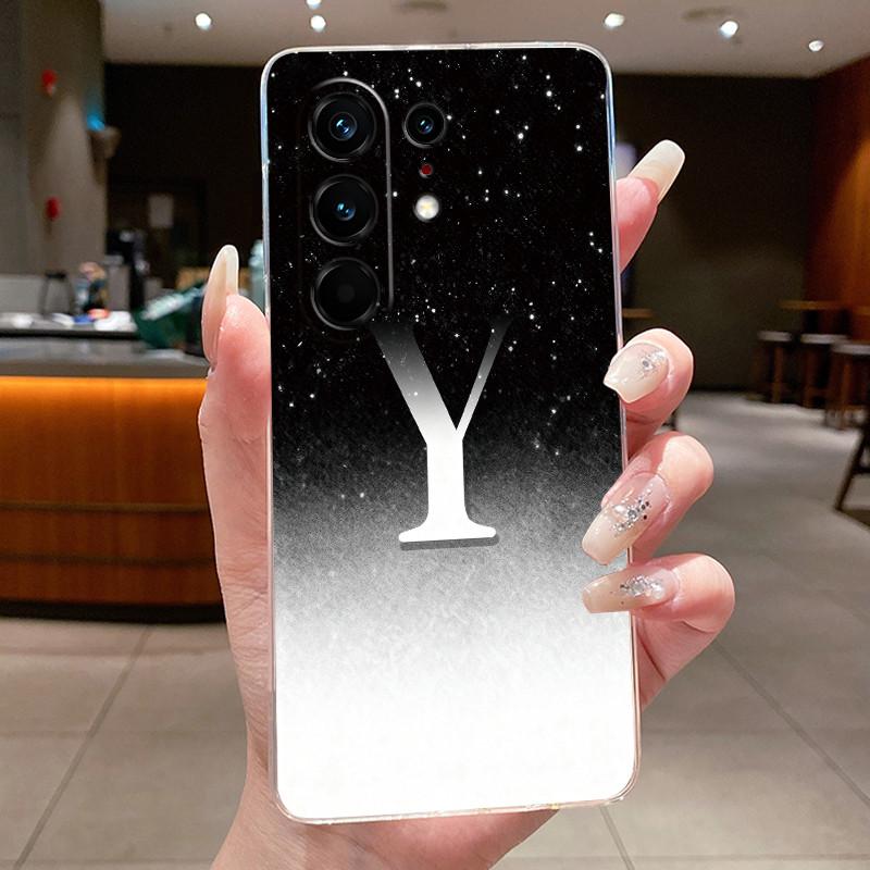 Anti-scratch Case For Tecno Camon 50 Pro 4G Jelly Clear TPU Soft Casing Fashion Lucky Initial Letter With Flower Couple Shell