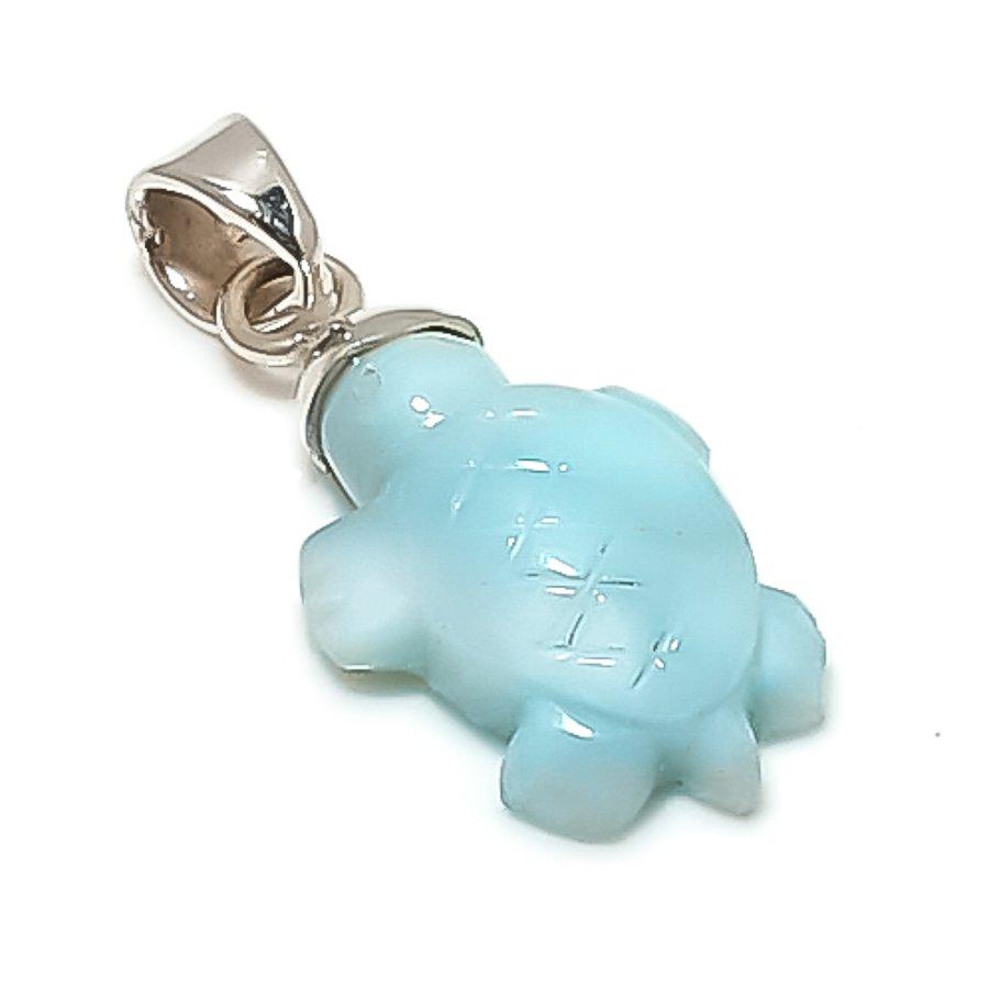 

Natural Larimar Gemstone Handmade 925 Sterling Silver Jewelry Pendant 1.30 k3K60