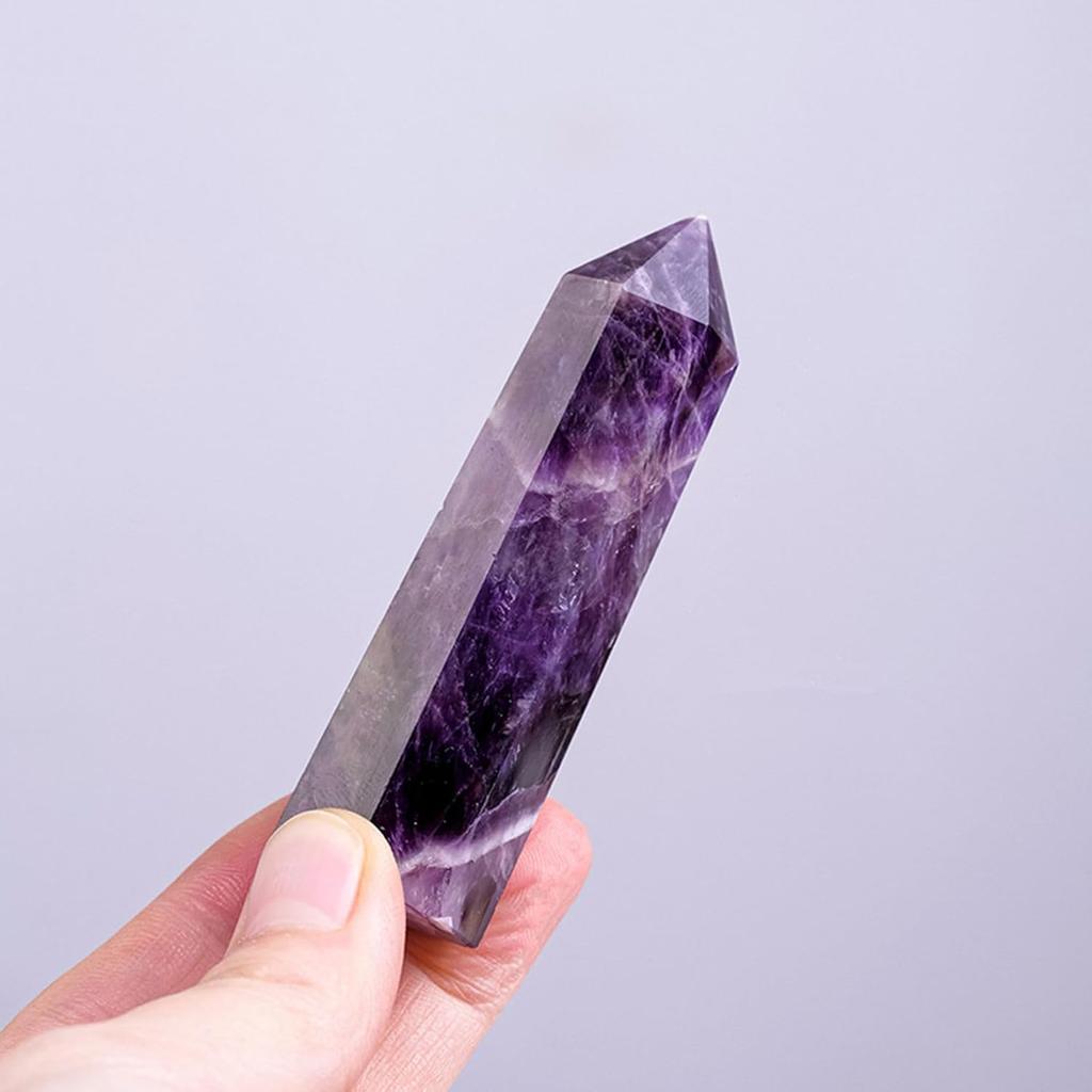 Natural Amethyst Crystal Wand - Healing Pointed Tower for Energy Meditation Chakra Balancing 2.5-3 inch