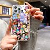 Cartoon Characters Phone Case Metallic Lacquer Tempered Glass Shockproof Cover for Huawei Honor iPhone OPPO Realme OnePlus Xiaomi Redmi Samsung Vivo