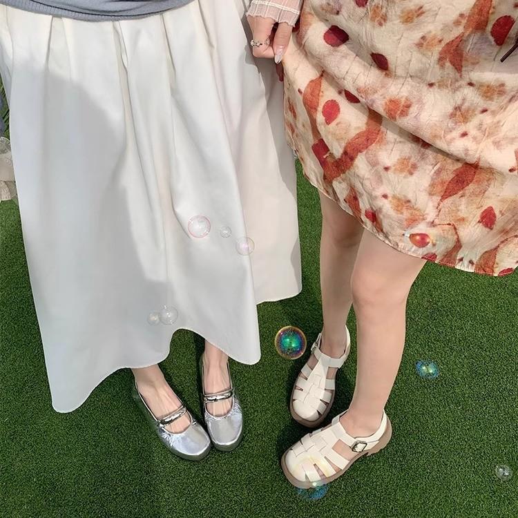 Su Yinyin same Seoul Rome~ 6cm thick heel woven thick-soled bag head back empty sandals women's pig cage shoes