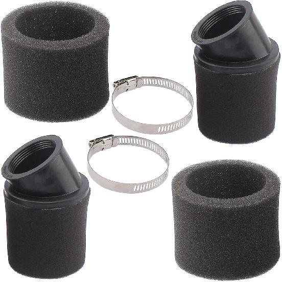 2Pcs Universal 44mm 45mm 46mm Angled Double Foam Pod Performance Filter 50cc 70cc 90cc 110cc 125cc ATV Quad Scooter Go Kart Moped Pit Dirt Pocket