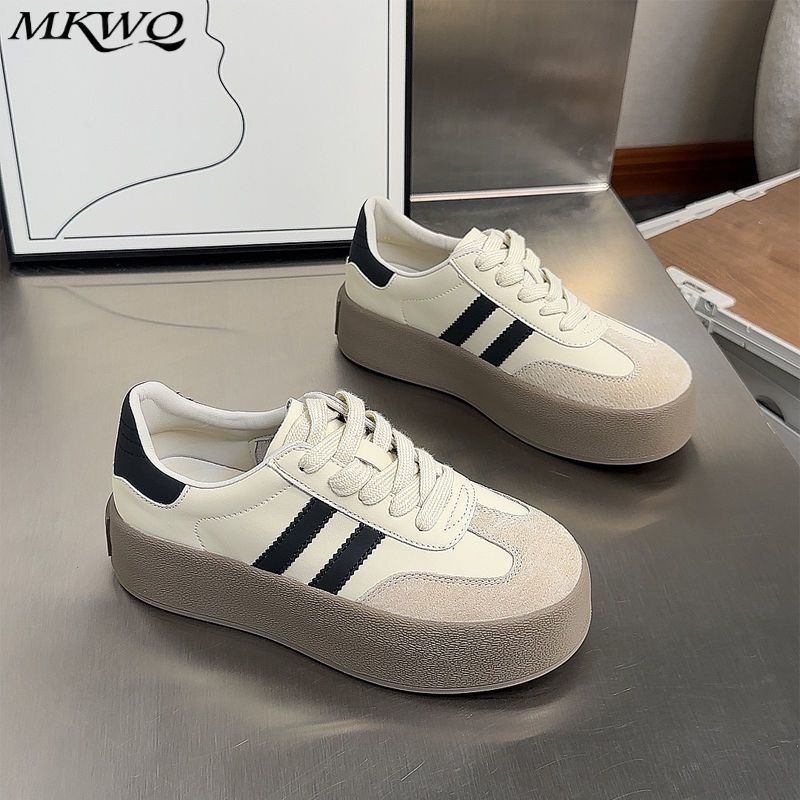 

Нескользящая подошва-маффин, маленькие белые туфли, новая осенняя кожаная поверхность, дышащая обувь, детские универсальные кеды, повседневная обувь, сетчатая обувь 40